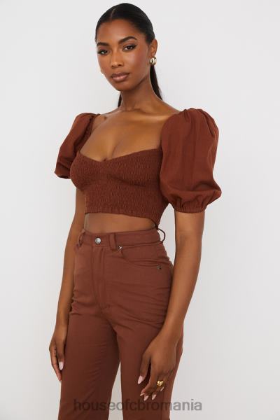 îmbrăcăminte House of CB top decupat cu mâneci bufante lavanna cacao X4F68748