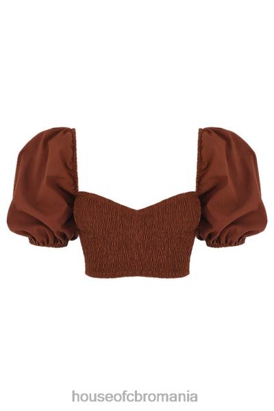 îmbrăcăminte House of CB top decupat cu mâneci bufante lavanna cacao X4F68748