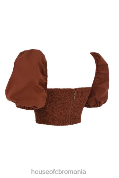 îmbrăcăminte House of CB top decupat cu mâneci bufante lavanna cacao X4F68748