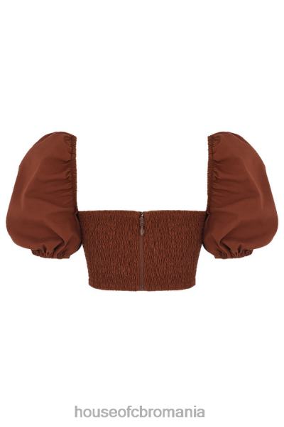 îmbrăcăminte House of CB top decupat cu mâneci bufante lavanna cacao X4F68748