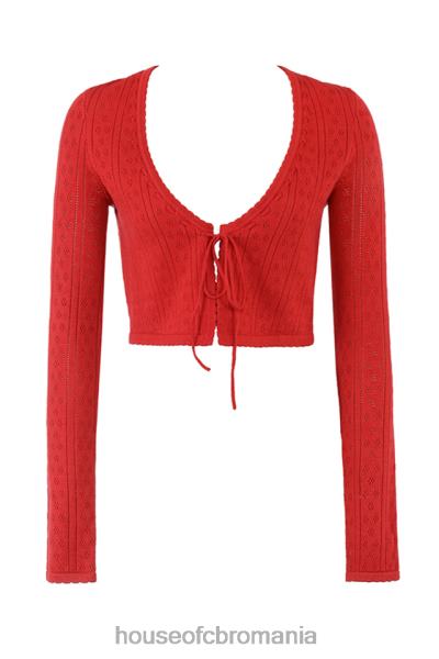 îmbrăcăminte House of CB top din tricot cu nervuri vișinii perla X4F68675