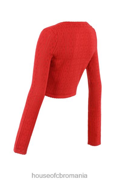 îmbrăcăminte House of CB top din tricot cu nervuri vișinii perla X4F68675