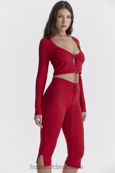 îmbrăcăminte House of CB top din tricot cu nervuri vișinii perla X4F68675