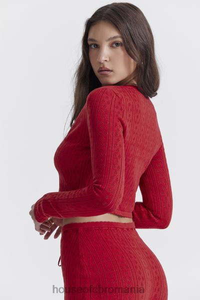 îmbrăcăminte House of CB top din tricot cu nervuri vișinii perla X4F68675