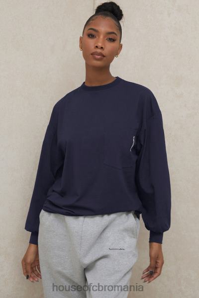 îmbrăcăminte House of CB top strata bleumarin cu mânecă lungă X4F68787