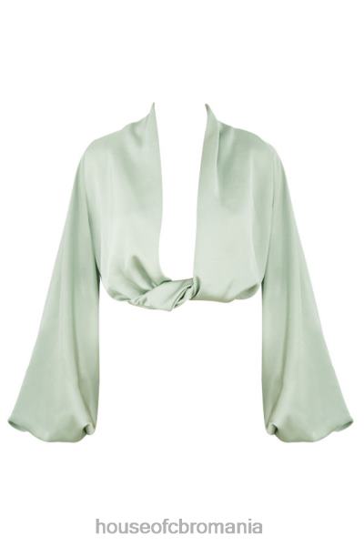 îmbrăcăminte House of CB tosca sage silky satin plonge blouson top X4F68807