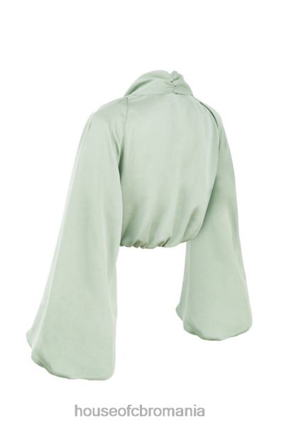 îmbrăcăminte House of CB tosca sage silky satin plonge blouson top X4F68807