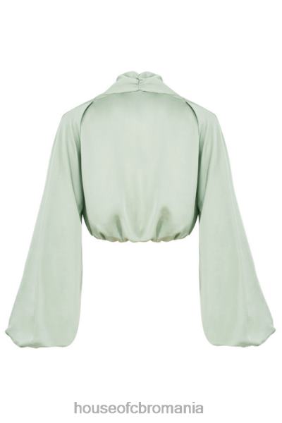 îmbrăcăminte House of CB tosca sage silky satin plonge blouson top X4F68807