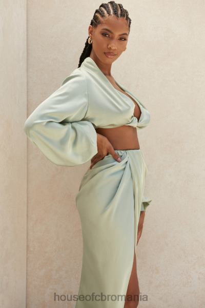 îmbrăcăminte House of CB tosca sage silky satin plonge blouson top X4F68807