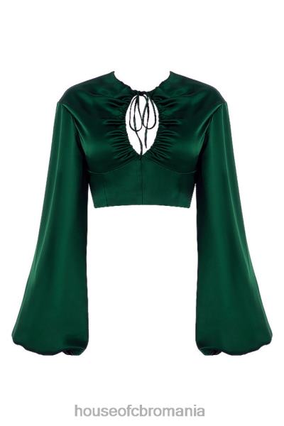 îmbrăcăminte House of CB vandra verde smarald satin top cu maneca balon X4F68772