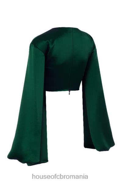 îmbrăcăminte House of CB vandra verde smarald satin top cu maneca balon X4F68772