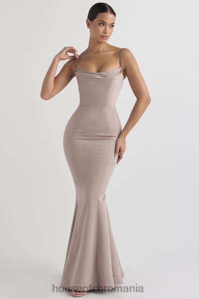 nunti House of CB rochie din satin ciuperci violette coada de pește X4F681149