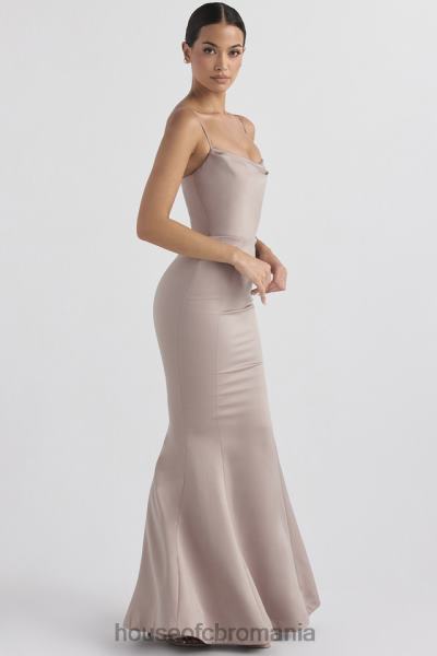 nunti House of CB rochie din satin ciuperci violette coada de pește X4F681149