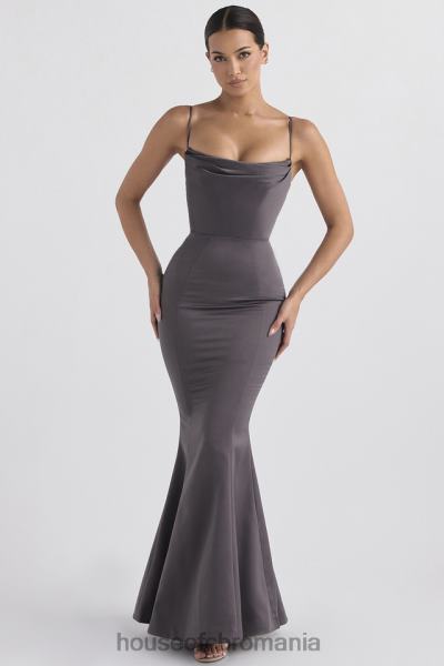nunti House of CB rochie din satin violette shadow coada de pește X4F681152