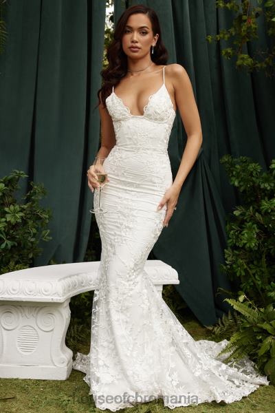 nunti House of CB rochie de mireasa din dantela alba solene X4F681142