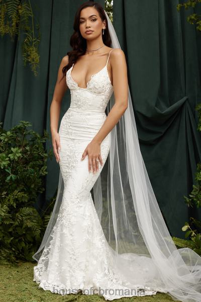 nunti House of CB rochie de mireasa din dantela alba solene X4F681142