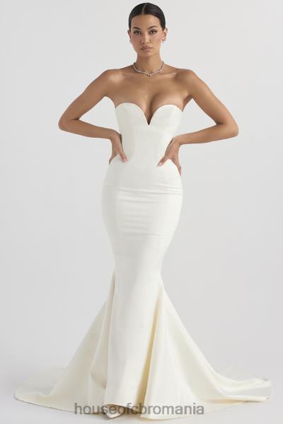 nunti House of CB rochie de mireasa fara bretele din satin giselle ivory X4F681140