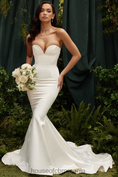 nunti House of CB rochie de mireasa fara bretele din satin giselle ivory X4F681140