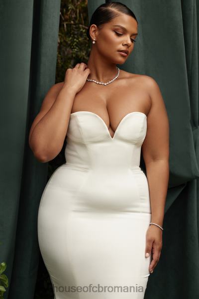 nunti House of CB rochie de mireasa fara bretele din satin giselle ivory X4F681140