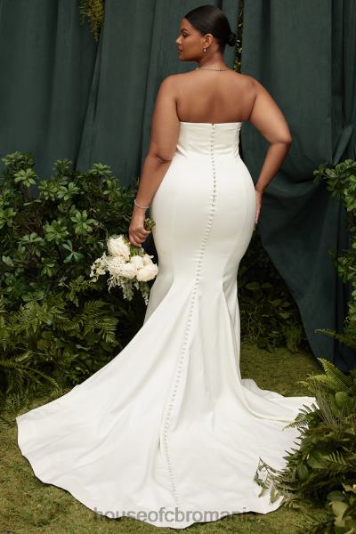 nunti House of CB rochie de mireasa fara bretele din satin giselle ivory X4F681140