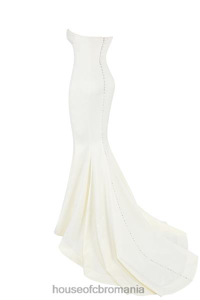 nunti House of CB rochie de mireasa fara bretele din satin giselle ivory X4F681140