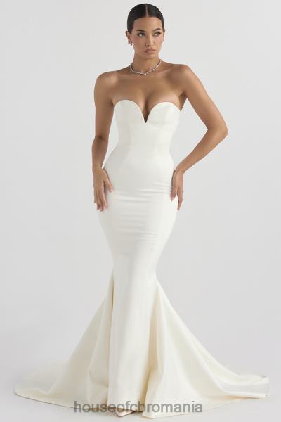 nunti House of CB rochie de mireasa fara bretele din satin giselle ivory X4F681140