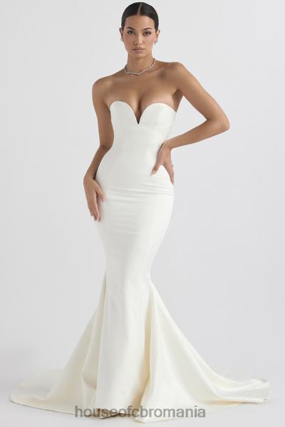 nunti House of CB rochie de mireasa fara bretele din satin giselle ivory X4F681140