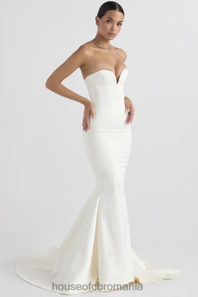 nunti House of CB rochie de mireasa fara bretele din satin giselle ivory X4F681140