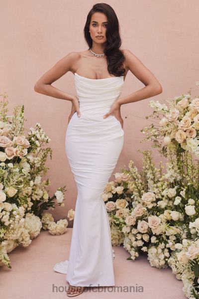 nunti House of CB rochie de mireasa fara bretele drapata ivoire esmee - editie limitata X4F681155