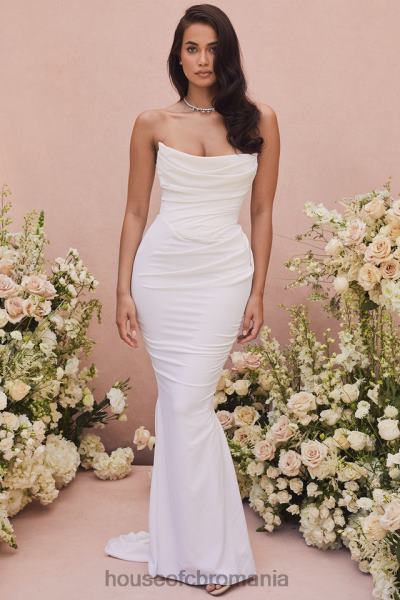 nunti House of CB rochie de mireasa fara bretele drapata ivoire esmee - editie limitata X4F681155