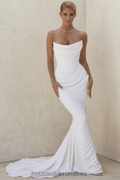 nunti House of CB rochie de mireasa fara bretele drapata ivoire esmee - editie limitata X4F681155