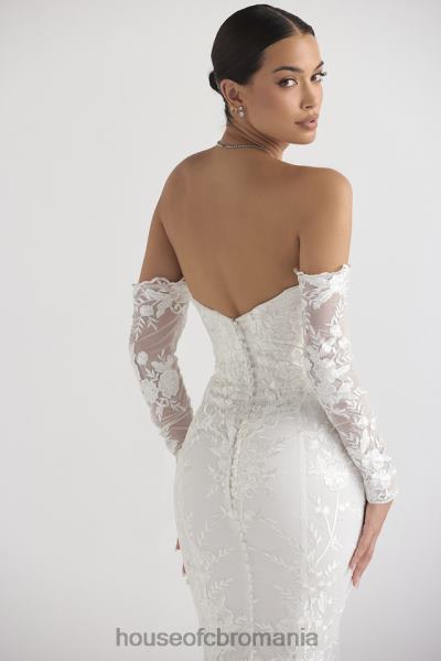 nunti House of CB rochie de mireasa isabelle din dantela alba cu maneca lunga X4F681139