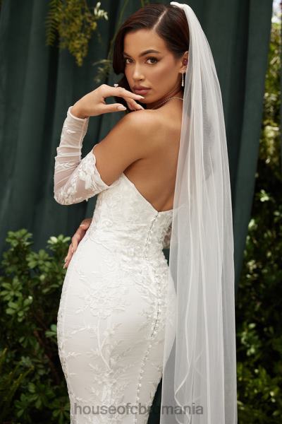 nunti House of CB rochie de mireasa isabelle din dantela alba cu maneca lunga X4F681139