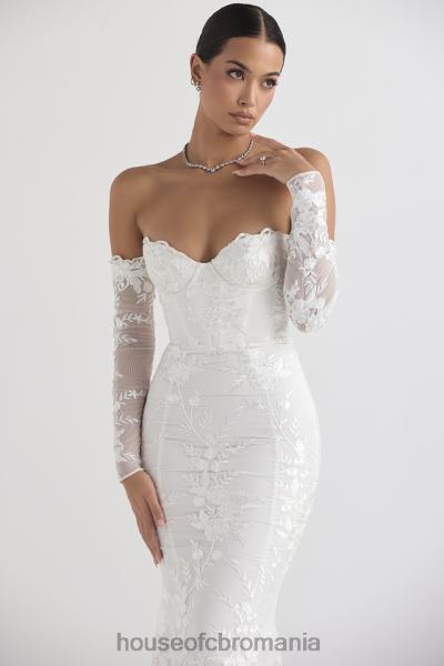 nunti House of CB rochie de mireasa isabelle din dantela alba cu maneca lunga X4F681139