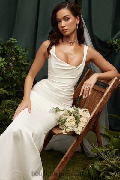 nunti House of CB rochie de mireasa sirena din satin alb emilie X4F681141