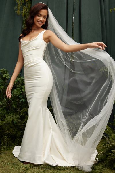 nunti House of CB rochie de mireasa sirena din satin alb emilie X4F681141