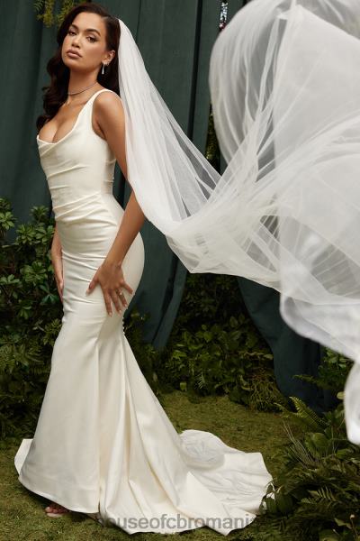 nunti House of CB rochie de mireasa sirena din satin alb emilie X4F681141