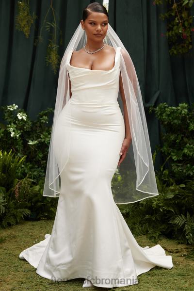 nunti House of CB rochie de mireasa sirena din satin alb emilie X4F681141