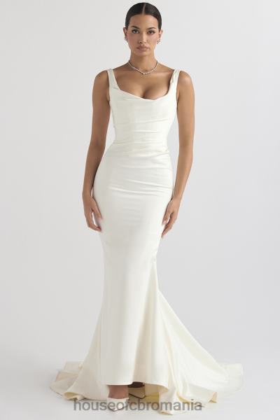 nunti House of CB rochie de mireasa sirena din satin alb emilie X4F681141