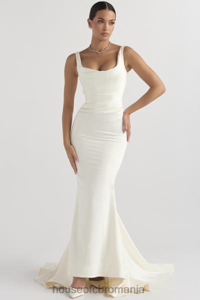 nunti House of CB rochie de mireasa sirena din satin alb emilie X4F681141