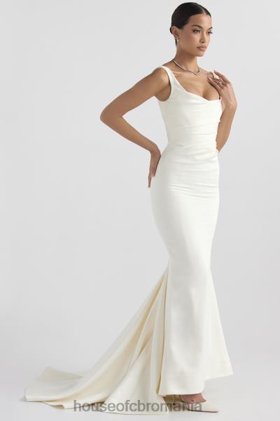 nunti House of CB rochie de mireasa sirena din satin alb emilie X4F681141