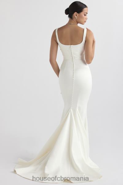 nunti House of CB rochie de mireasa sirena din satin alb emilie X4F681141