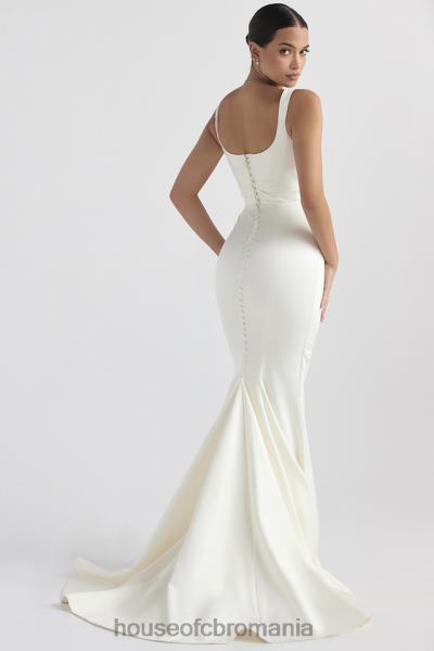 nunti House of CB rochie de mireasa sirena din satin alb emilie X4F681141