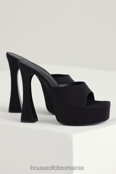 pantofi House of CB alessandra satin negru cu platforma catâri X4F681065