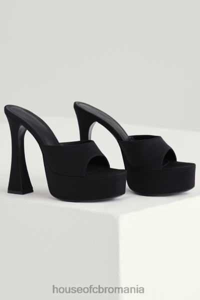 pantofi House of CB alessandra satin negru cu platforma catâri X4F681065