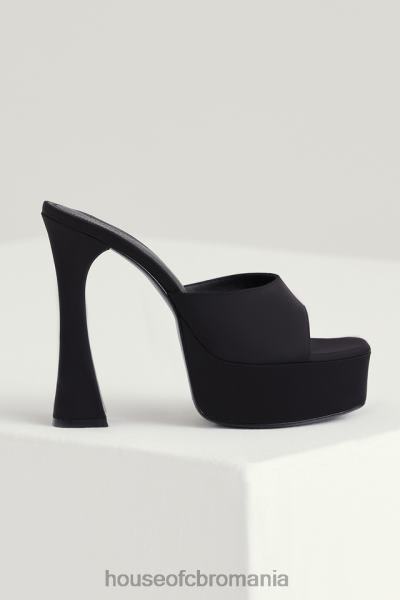 pantofi House of CB alessandra satin negru cu platforma catâri X4F681065