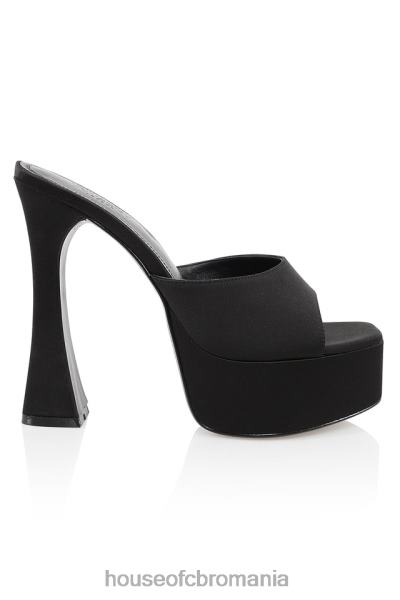 pantofi House of CB alessandra satin negru cu platforma catâri X4F681065