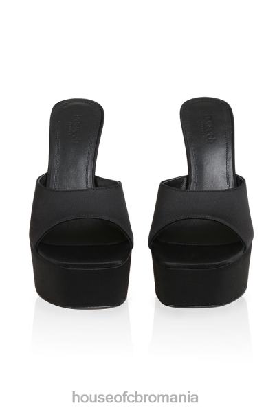 pantofi House of CB alessandra satin negru cu platforma catâri X4F681065