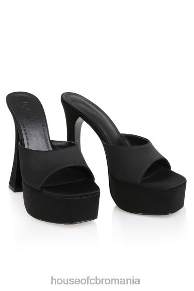 pantofi House of CB alessandra satin negru cu platforma catâri X4F681065