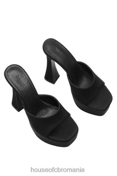 pantofi House of CB alessandra satin negru cu platforma catâri X4F681065